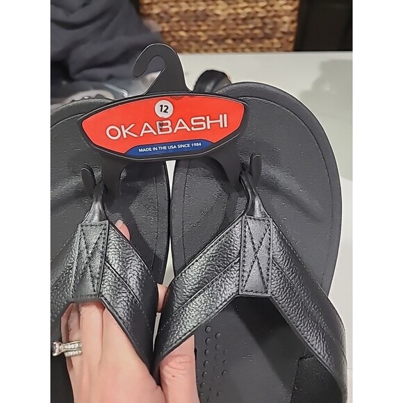 Men's Black OKABASHI Voyager flip flops sandals Size 12 - Picture 4 of 5